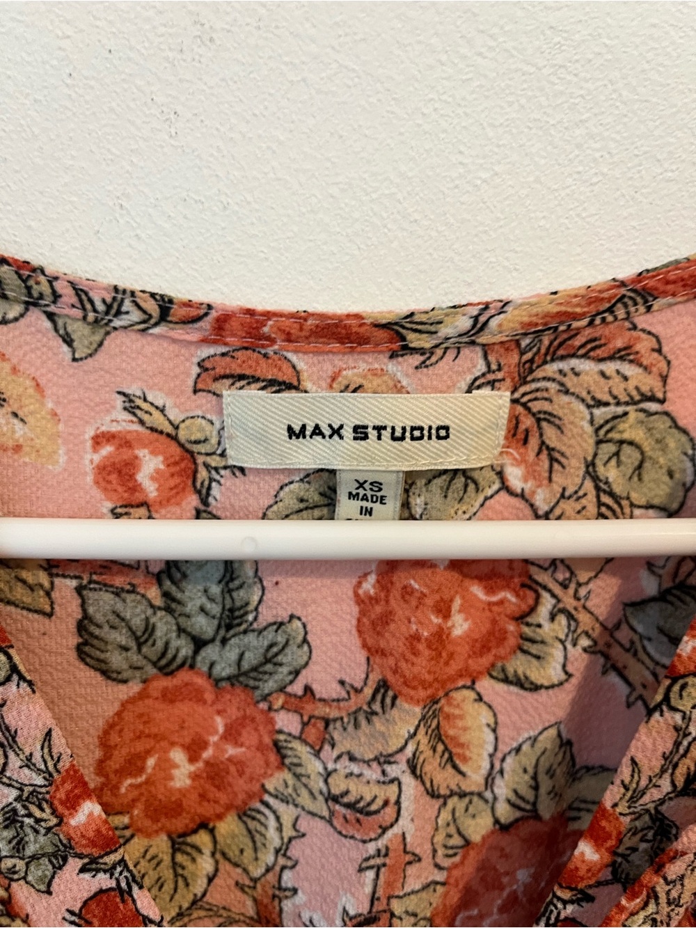 Max Studio Floral V-Neck Midi Dress - Peach Floral - Picture 4 of 13